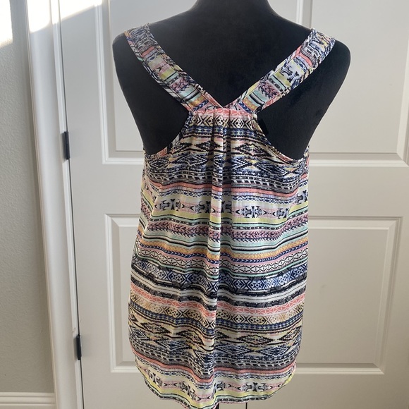 Pink Rose Tribal Boho Racer Back Tank with Mother of Pearl Buttons - Picture 4 of 5